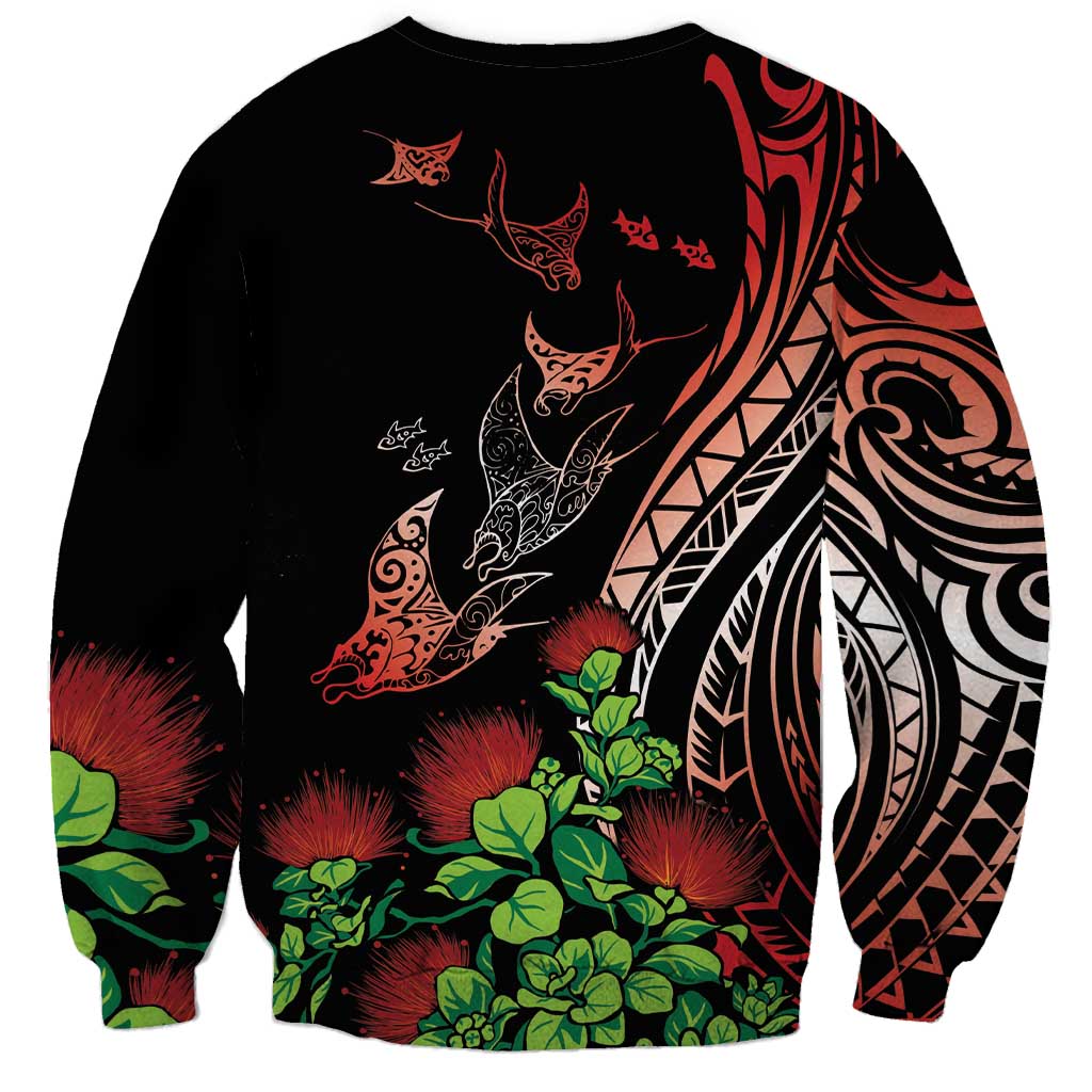 Aloha Hawaii Manta Rays Sweatshirt Red Ohia Lehua