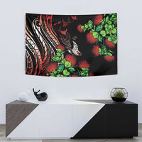 Aloha Hawaii Manta Rays Tapestry Red Ohia Lehua