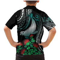 Aloha Hawaii Monk Seal Family Matching Mermaid Dress and Hawaiian Shirt Mix Ohia Lehua