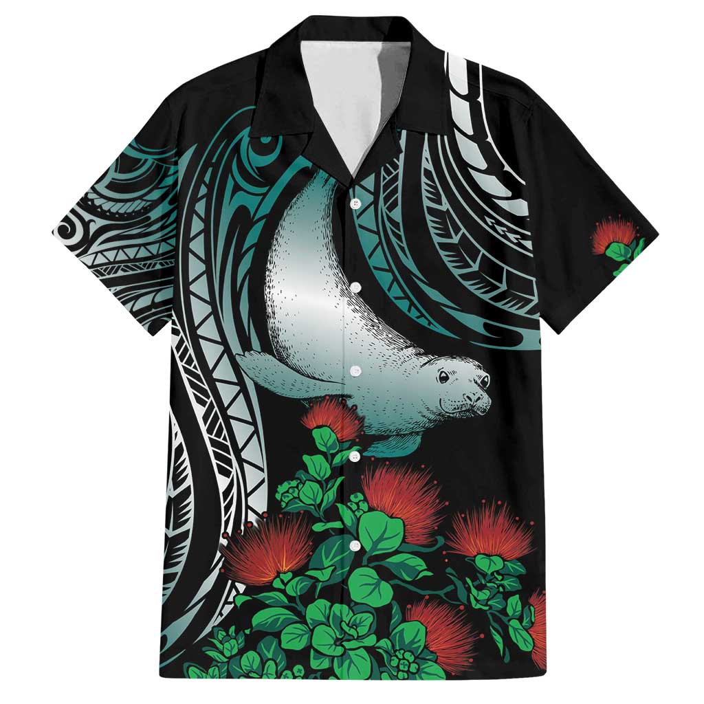 Aloha Hawaii Monk Seal Family Matching Off Shoulder Maxi Dress and Hawaiian Shirt Mix Ohia Lehua