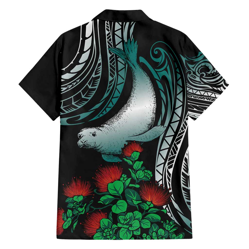 Aloha Hawaii Monk Seal Family Matching Off Shoulder Short Dress and Hawaiian Shirt Mix Ohia Lehua