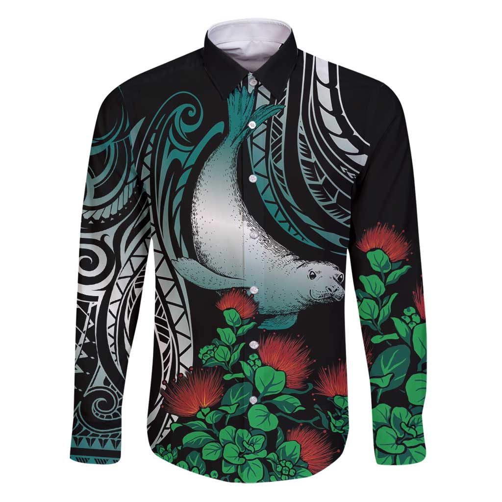 Aloha Hawaii Monk Seal Family Matching Puletasi and Hawaiian Shirt Mix Ohia Lehua