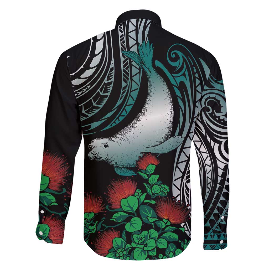 Aloha Hawaii Monk Seal Family Matching Short Sleeve Bodycon Dress and Hawaiian Shirt Mix Ohia Lehua