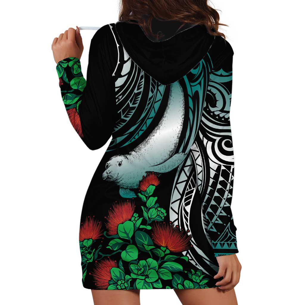Aloha Hawaii Monk Seal Hoodie Dress Mix Ohia Lehua