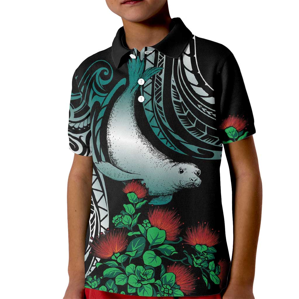 Aloha Hawaii Monk Seal Kid Polo Shirt Mix Ohia Lehua