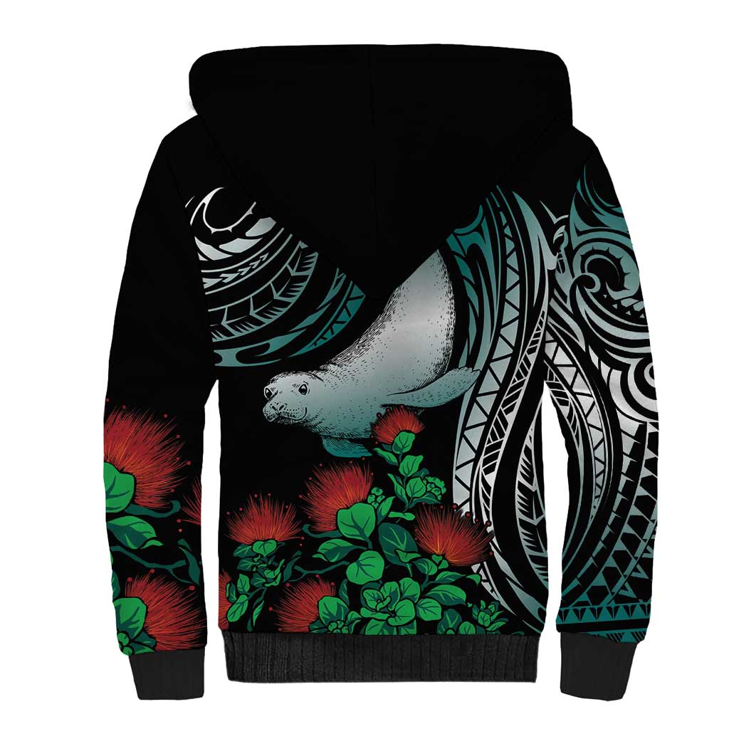 Aloha Hawaii Monk Seal Sherpa Hoodie Mix Ohia Lehua