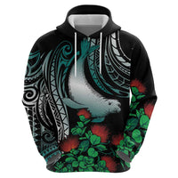 Aloha Hawaii Monk Seal Zip Hoodie Mix Ohia Lehua