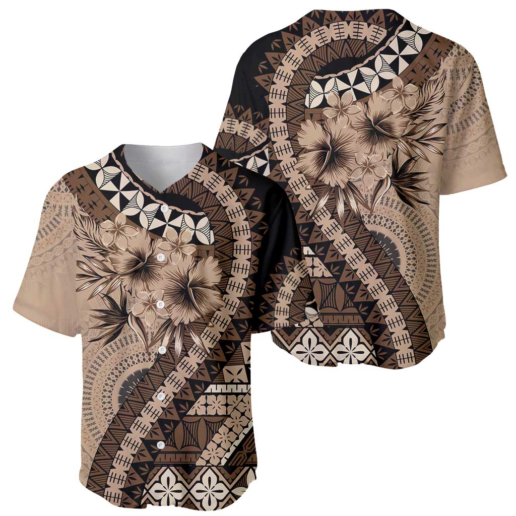 Bula Fiji Baseball Jersey Mocha Brown Kaivity Masi Tapa