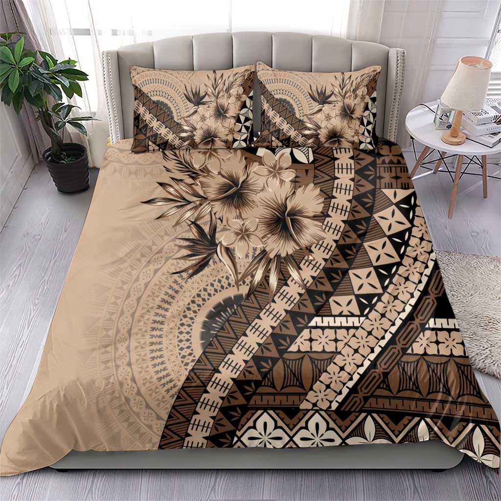 Bula Fiji Bedding Set Mocha Brown Kaivity Masi Tapa