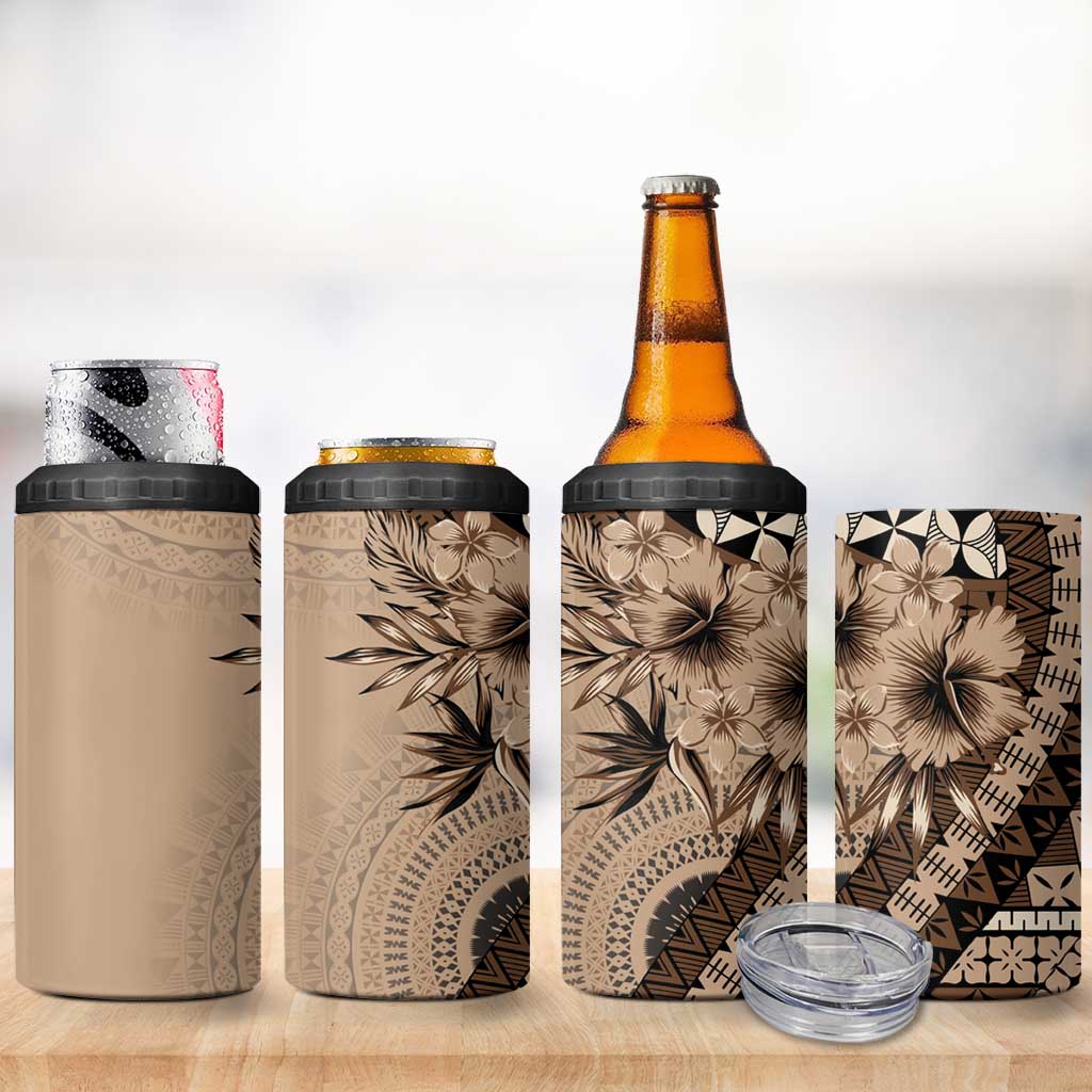 Bula Fiji 4 in 1 Can Cooler Tumbler Mocha Brown Kaivity Masi Tapa