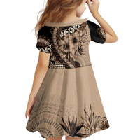 Bula Fiji Family Matching Off Shoulder Maxi Dress and Hawaiian Shirt Mocha Brown Kaivity Masi Tapa