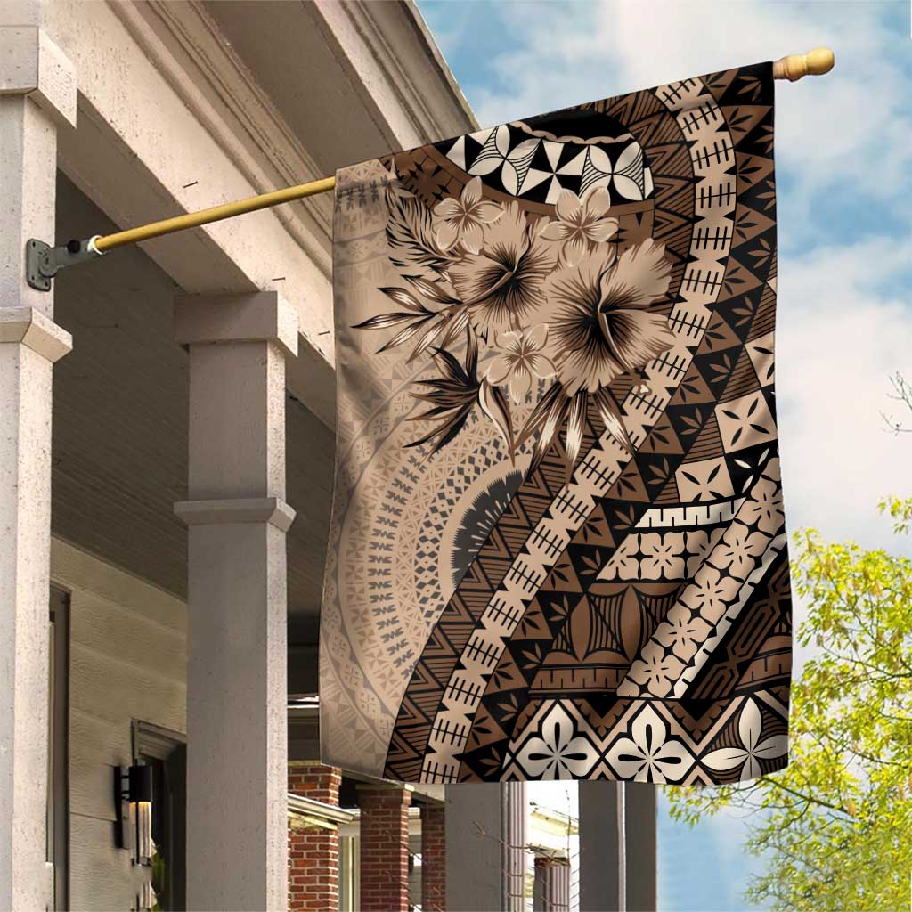 Bula Fiji Garden Flag Mocha Brown Kaivity Masi Tapa