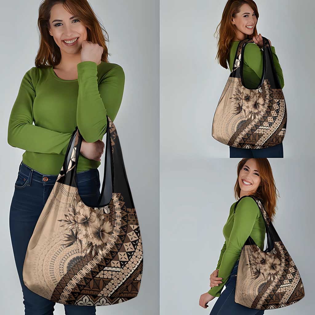 Bula Fiji Grocery Bag Mocha Brown Kaivity Masi Tapa