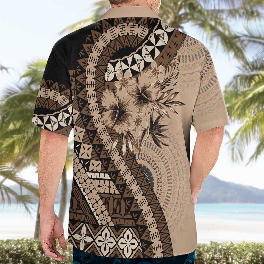 Bula Fiji Hawaiian Shirt Mocha Brown Kaivity Masi Tapa