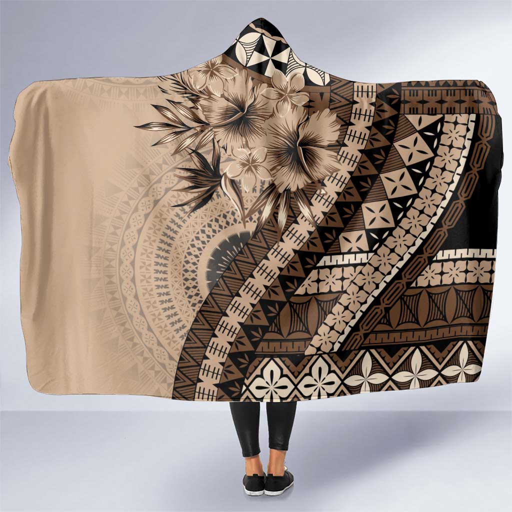 Bula Fiji Hooded Blanket Mocha Brown Kaivity Masi Tapa