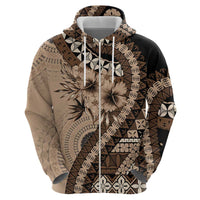 Bula Fiji Hoodie Mocha Brown Kaivity Masi Tapa