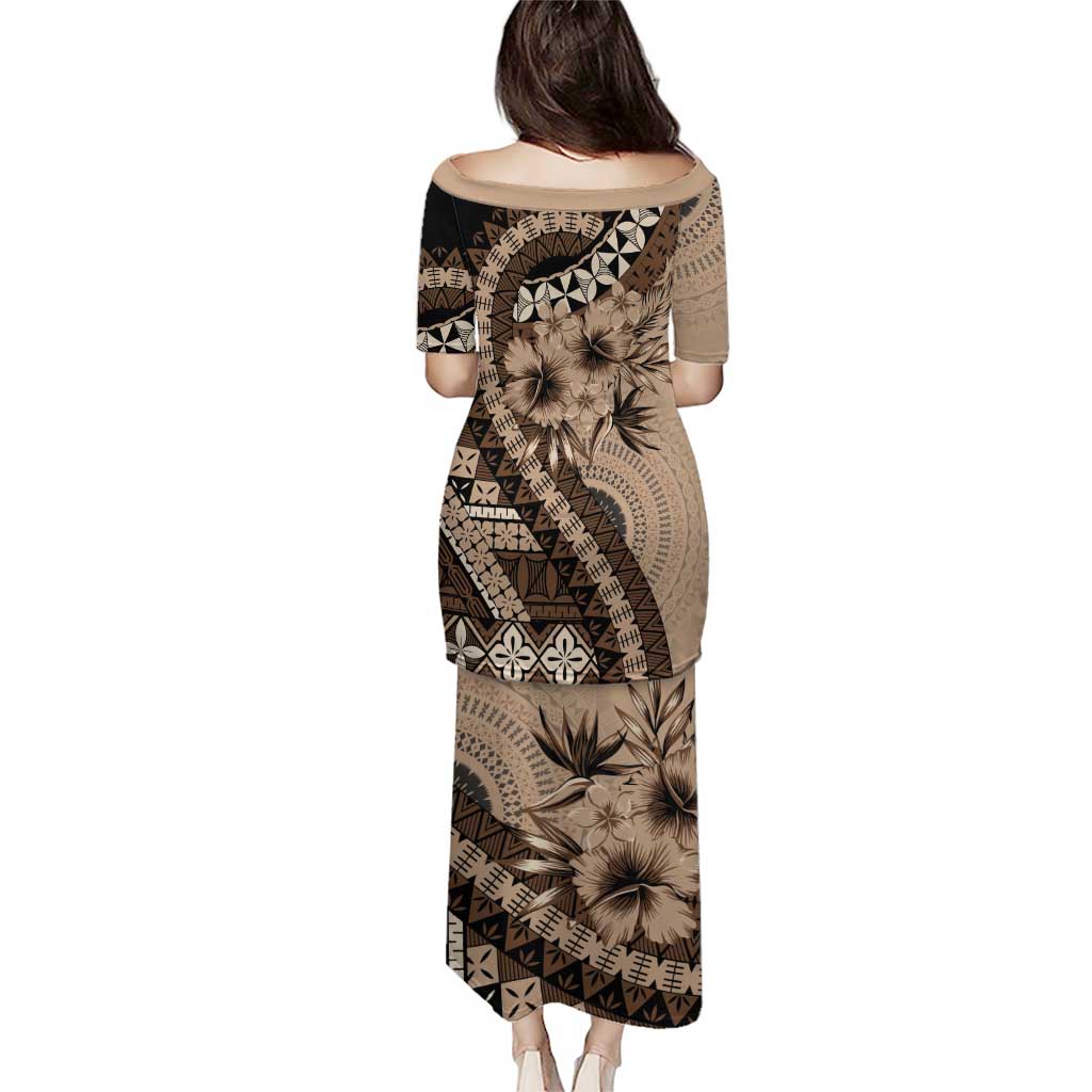 Bula Fiji Puletasi Mocha Brown Kaivity Masi Tapa