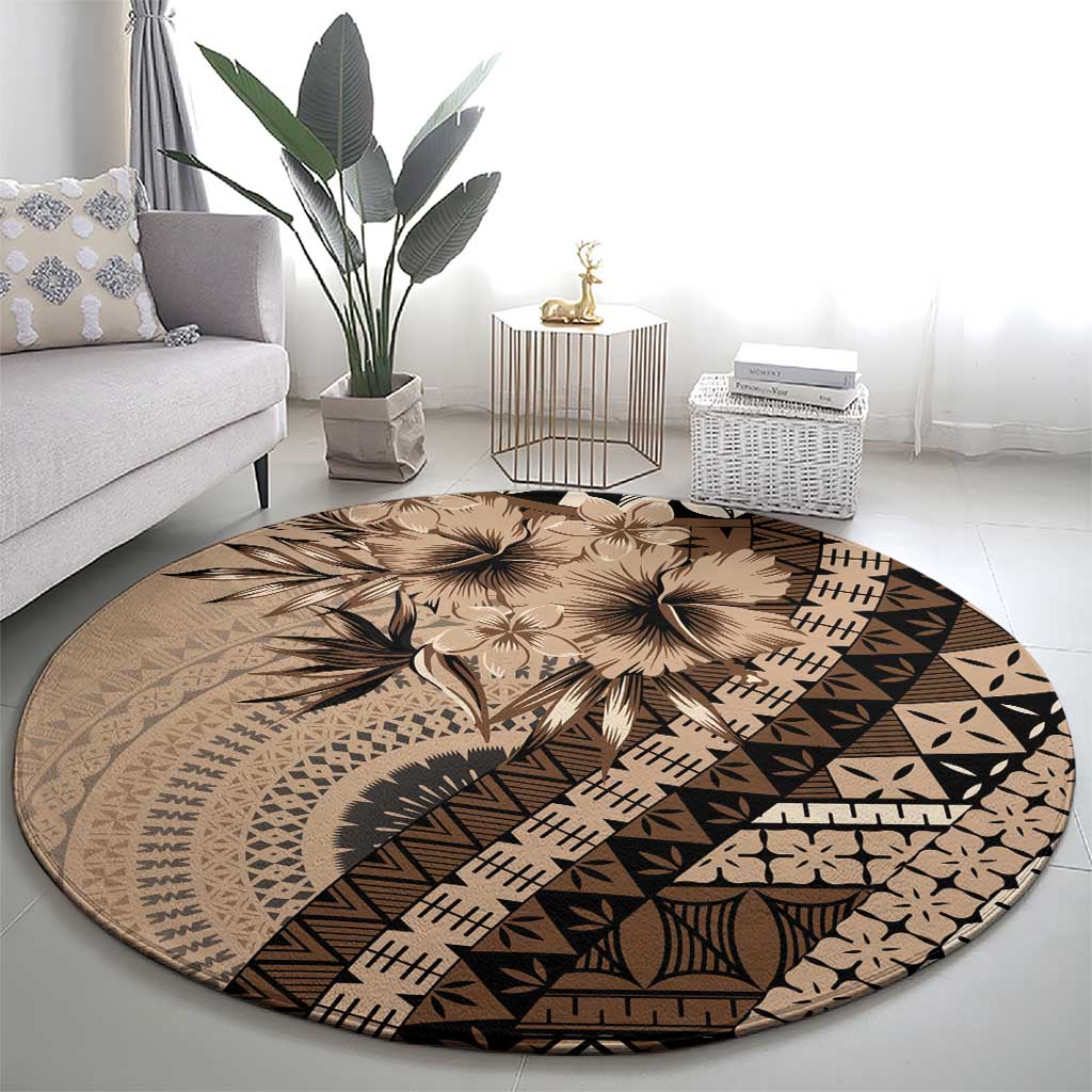 Bula Fiji Round Carpet Mocha Brown Kaivity Masi Tapa