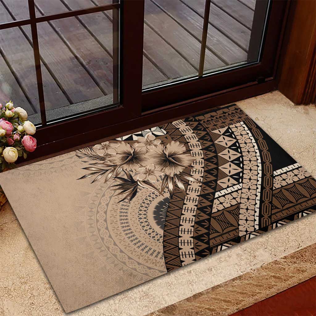 Bula Fiji Rubber Doormat Mocha Brown Kaivity Masi Tapa