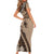 Bula Fiji Short Sleeve Bodycon Dress Mocha Brown Kaivity Masi Tapa
