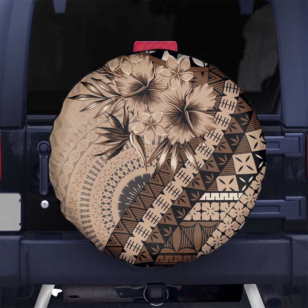 Bula Fiji Spare Tire Cover Mocha Brown Kaivity Masi Tapa