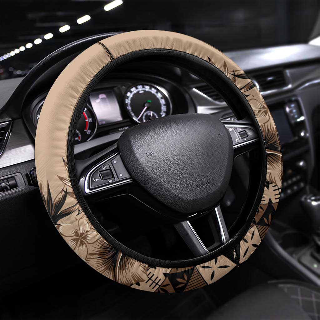 Bula Fiji Steering Wheel Cover Mocha Brown Kaivity Masi Tapa