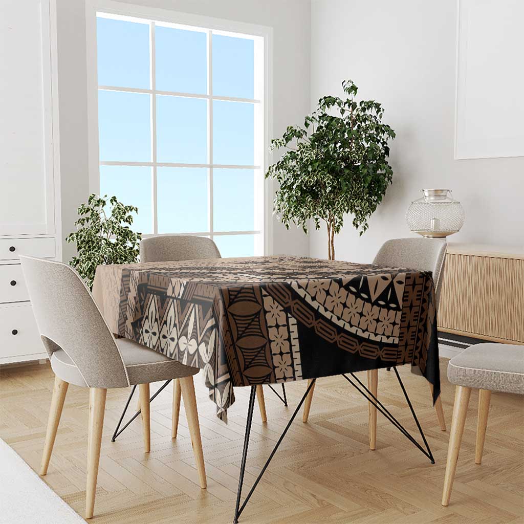 Bula Fiji Tablecloth Mocha Brown Kaivity Masi Tapa