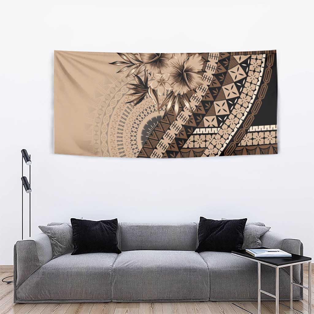 Bula Fiji Tapestry Mocha Brown Kaivity Masi Tapa