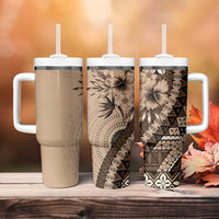 Bula Fiji Tumbler With Handle Mocha Brown Kaivity Masi Tapa