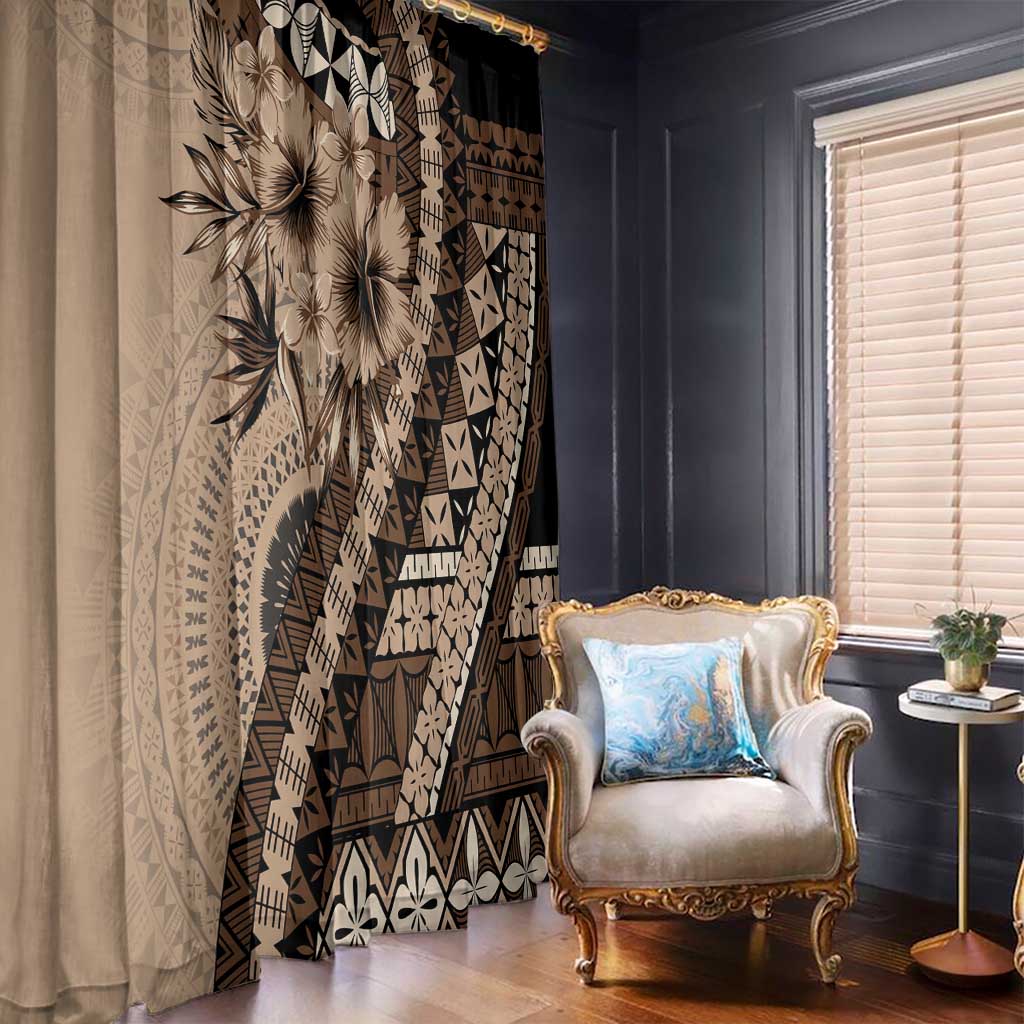 Bula Fiji Window Curtain Mocha Brown Kaivity Masi Tapa