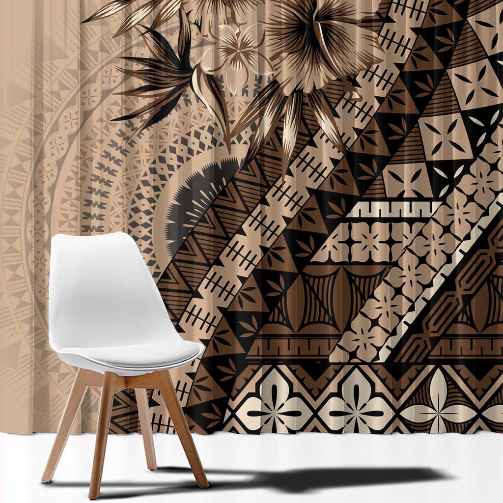 Bula Fiji Window Curtain Mocha Brown Kaivity Masi Tapa