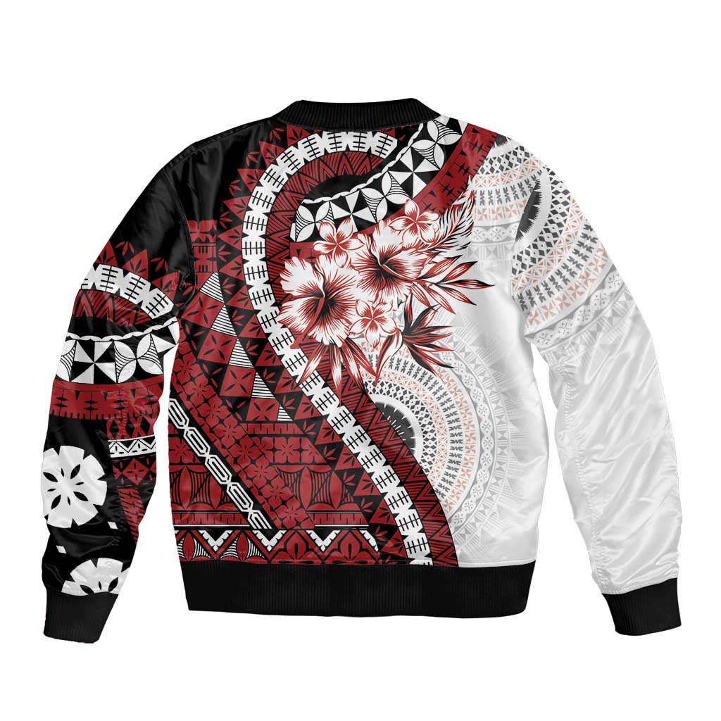 Bula Fiji Bomber Jacket White Kaivity Masi Tapa