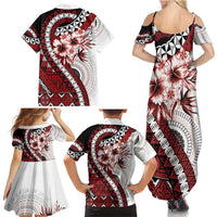 Bula Fiji Family Matching Summer Maxi Dress and Hawaiian Shirt White Kaivity Masi Tapa
