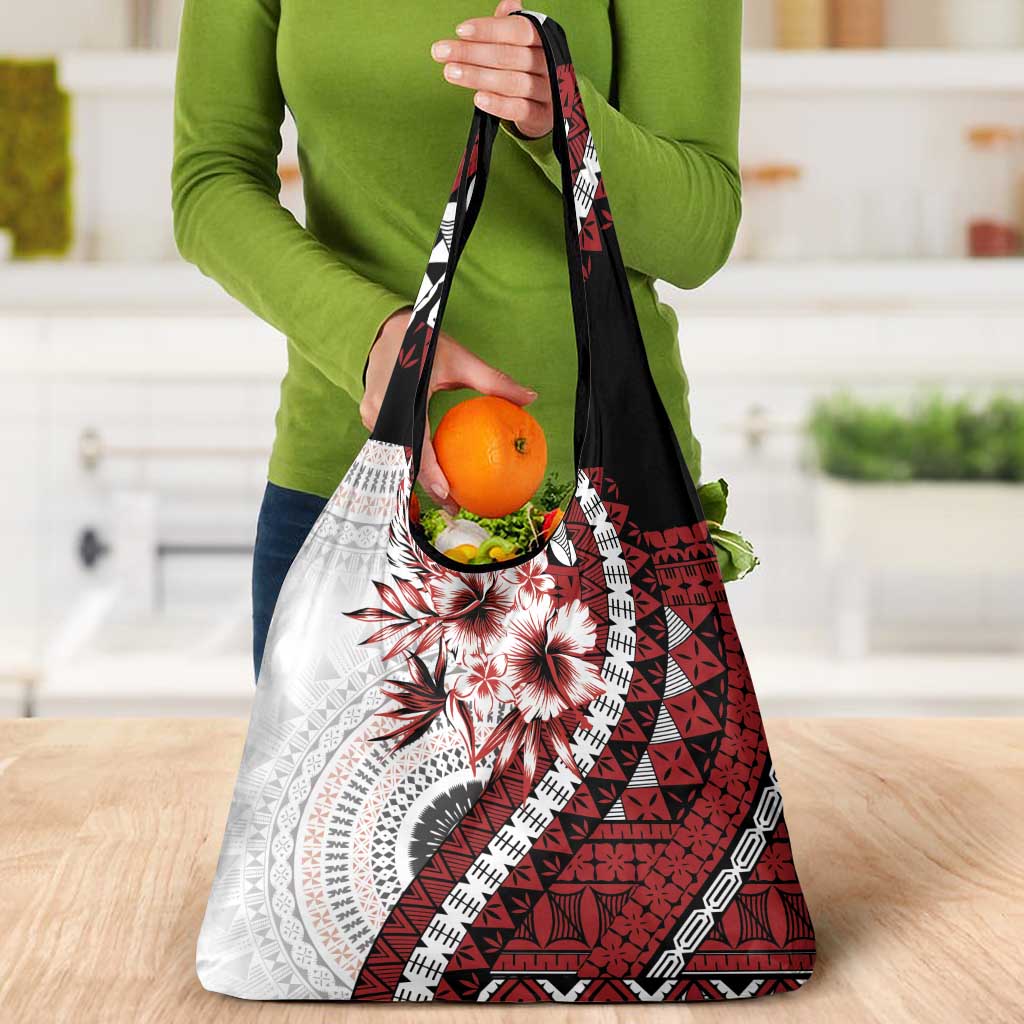 Bula Fiji Grocery Bag White Kaivity Masi Tapa