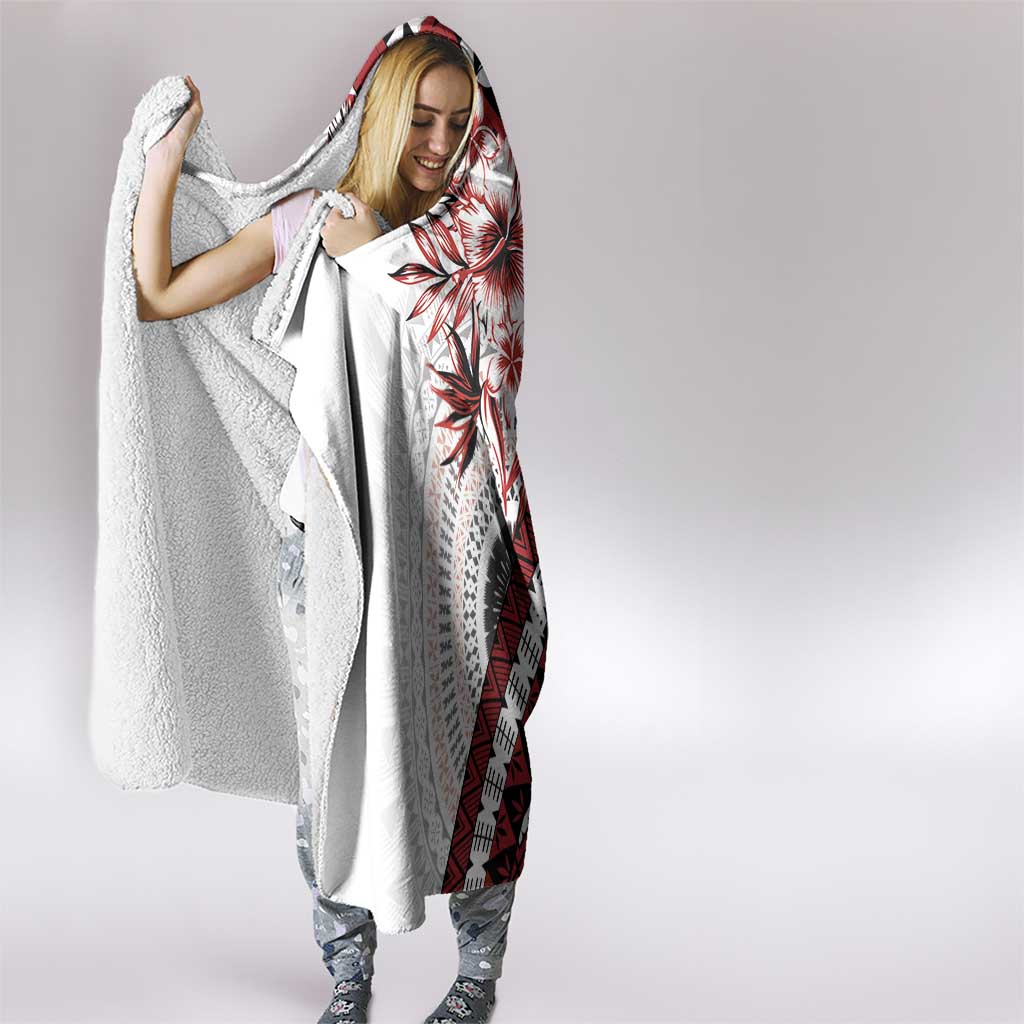 Bula Fiji Hooded Blanket White Kaivity Masi Tapa
