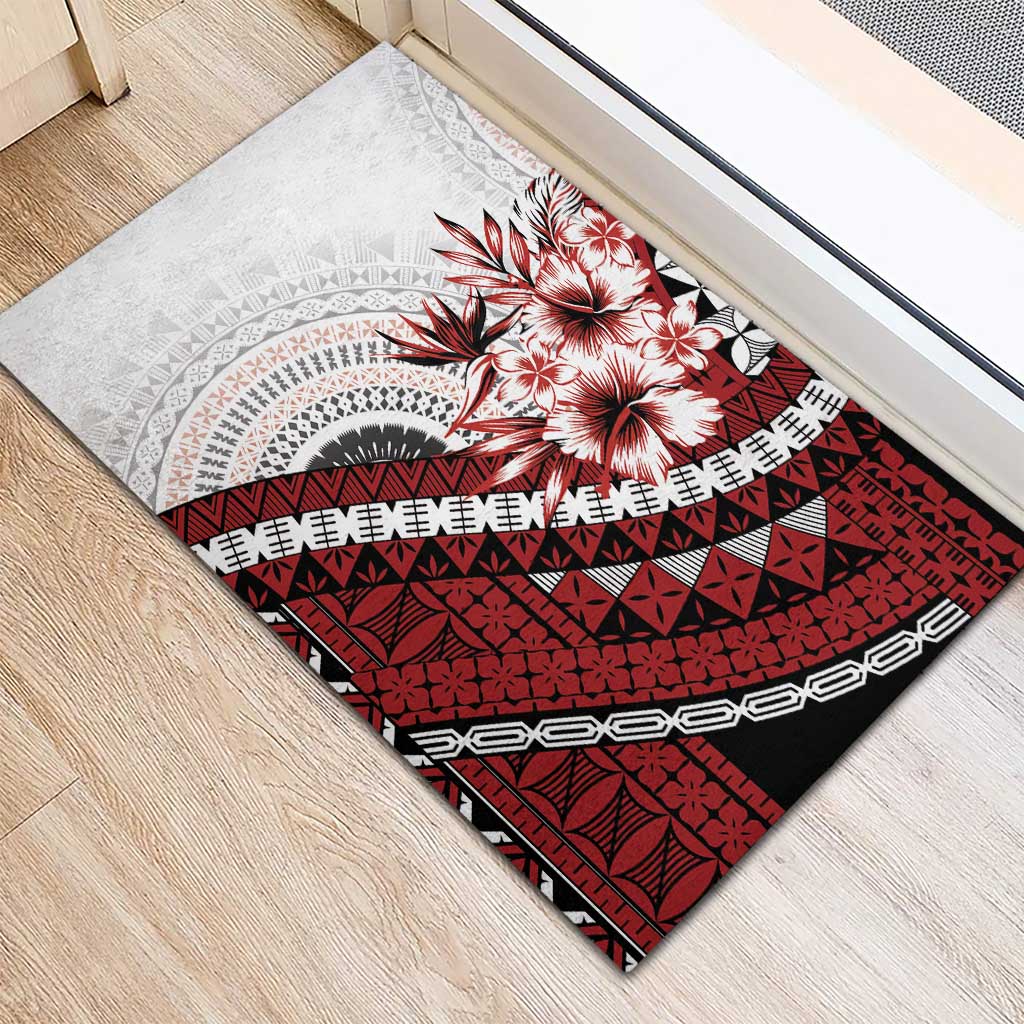 Bula Fiji Rubber Doormat White Kaivity Masi Tapa