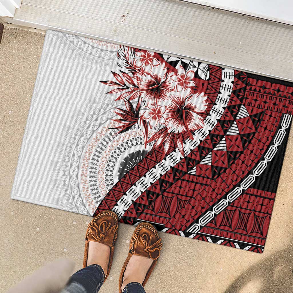 Bula Fiji Rubber Doormat White Kaivity Masi Tapa