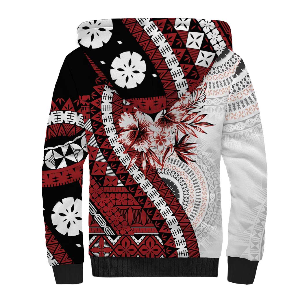 Bula Fiji Sherpa Hoodie White Kaivity Masi Tapa