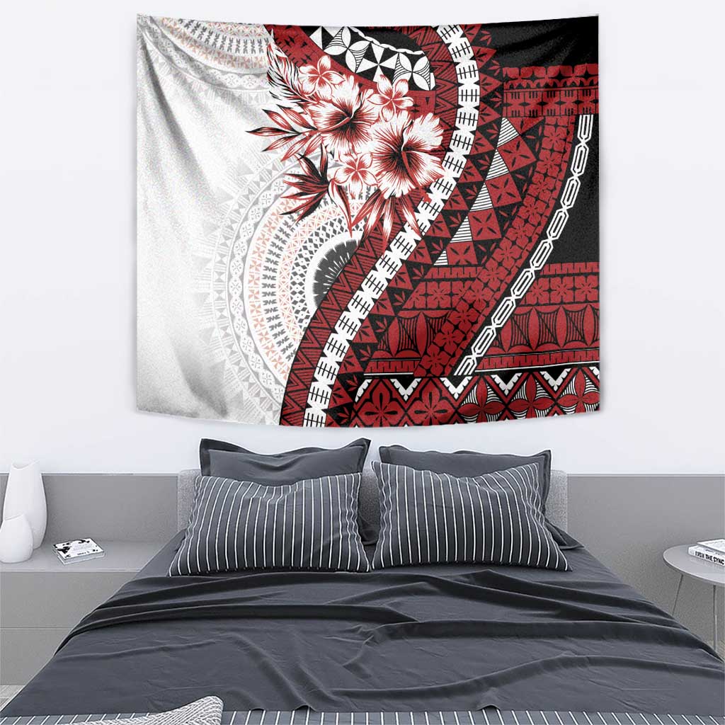 Bula Fiji Tapestry White Kaivity Masi Tapa