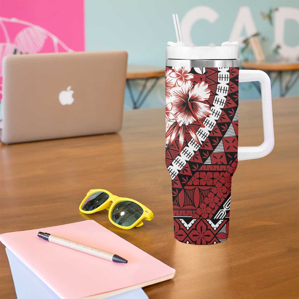 Bula Fiji Tumbler With Handle White Kaivity Masi Tapa