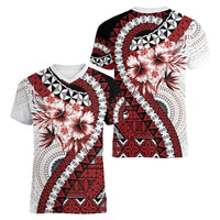 Bula Fiji Women V-Neck T-Shirt White Kaivity Masi Tapa