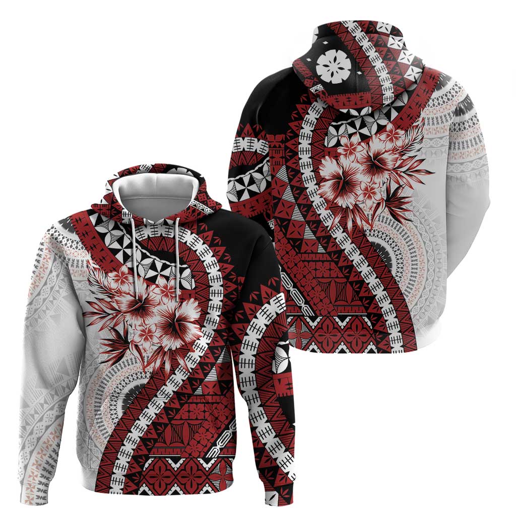 Bula Fiji Zip Hoodie White Kaivity Masi Tapa