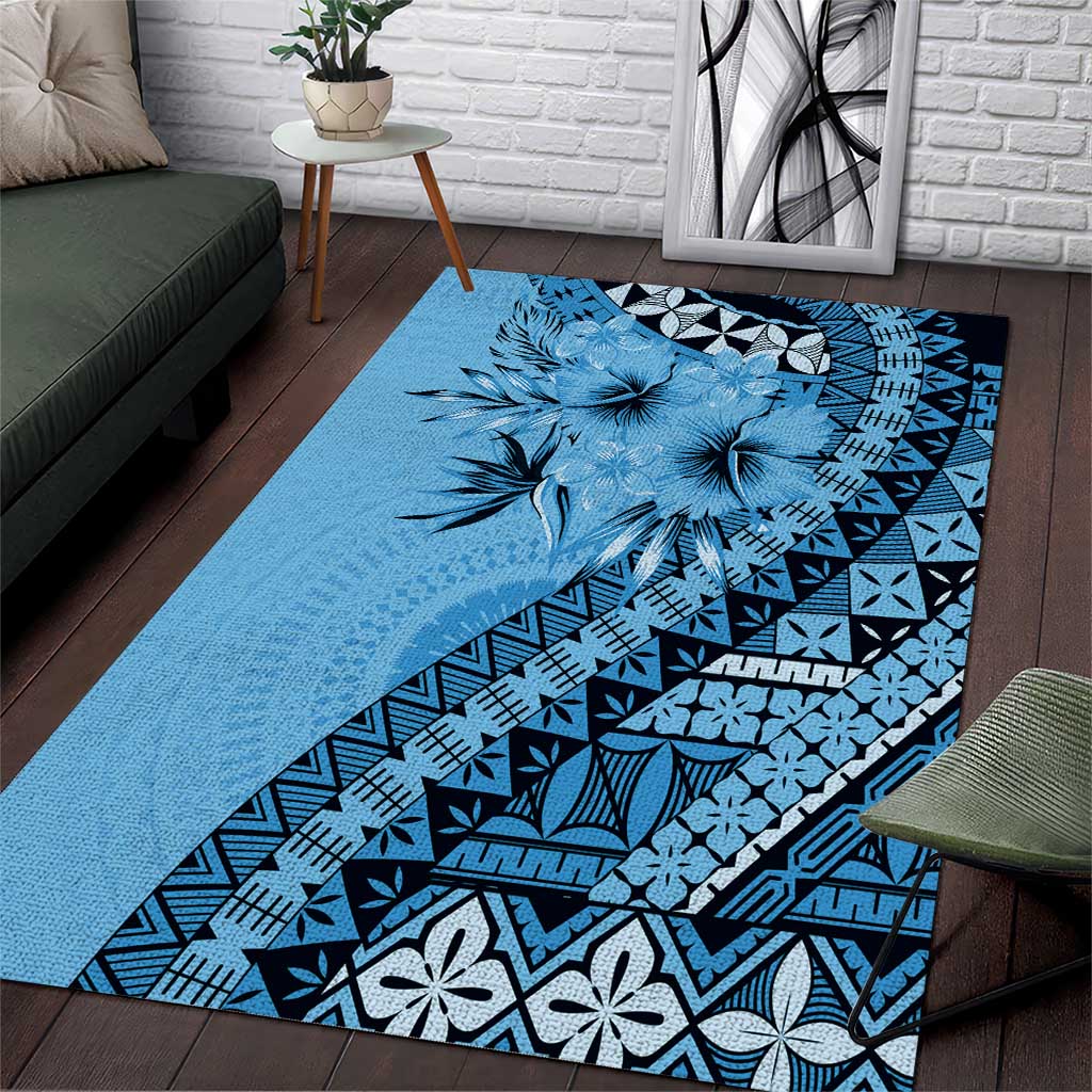 Bula Fiji Area Rug Turquoise Kaivity Masi Tapa
