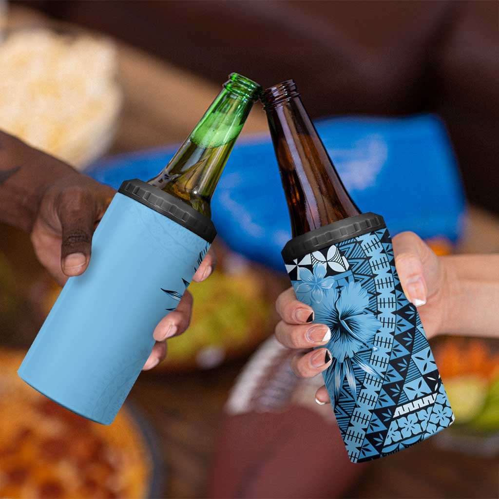 Bula Fiji 4 in 1 Can Cooler Tumbler Turquoise Kaivity Masi Tapa