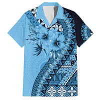 Bula Fiji Family Matching Off The Shoulder Long Sleeve Dress and Hawaiian Shirt Turquoise Kaivity Masi Tapa