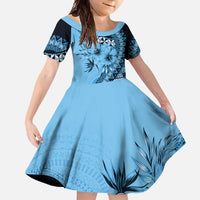 Bula Fiji Family Matching Off Shoulder Maxi Dress and Hawaiian Shirt Turquoise Kaivity Masi Tapa