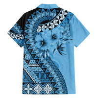 Bula Fiji Family Matching Puletasi and Hawaiian Shirt Turquoise Kaivity Masi Tapa