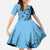 Bula Fiji Kid Short Sleeve Dress Turquoise Kaivity Masi Tapa