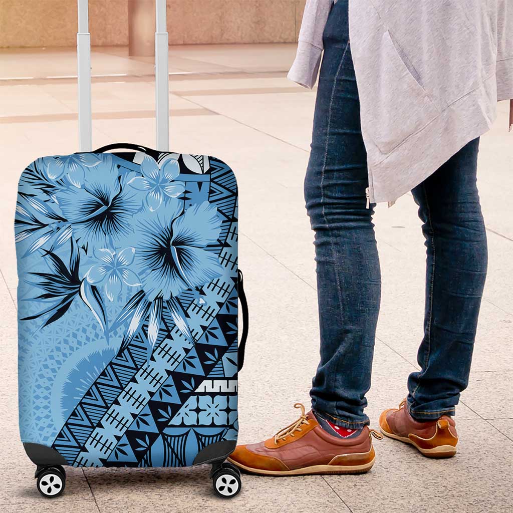 Bula Fiji Luggage Cover Turquoise Kaivity Masi Tapa