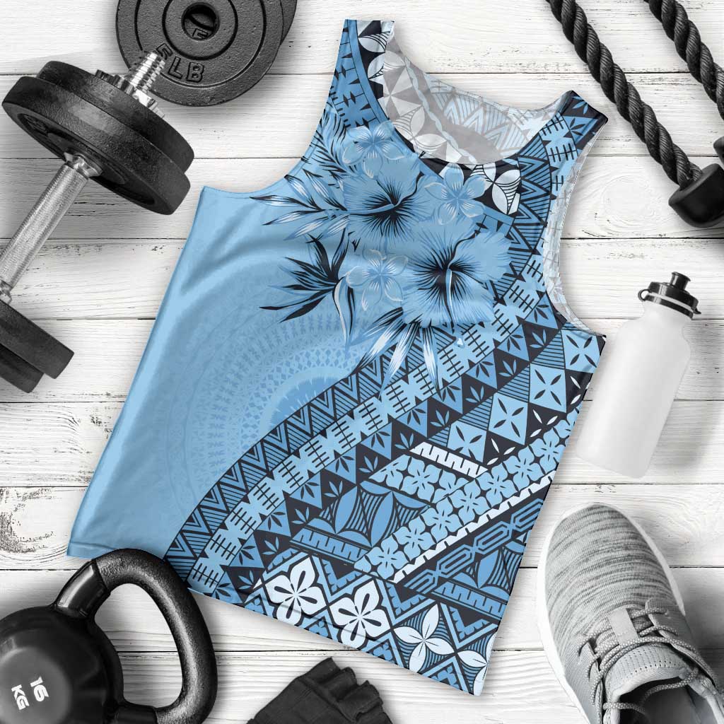 Bula Fiji Men Tank Top Turquoise Kaivity Masi Tapa